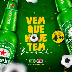 Vem que Hoje Tem Brasil x Sérvia Cervejaria Copa do Mundo Social Media PSD Editável