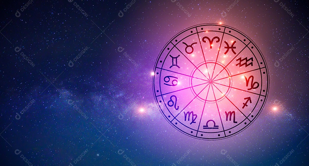 Signos do zodíaco dentro do círculo do horóscopo