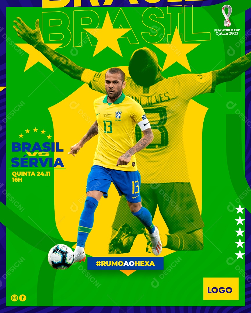 Post Copa Brasil Vs Sérvia Quinta Social Media PSD Editável