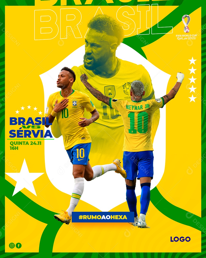 Post Copa Brasil Vs Sérvia Quinta Jogador Neymar PSD Editável