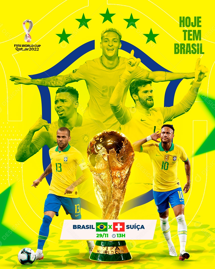 Post Copa Hoje Tem Brasil e Suíca PSD Editável