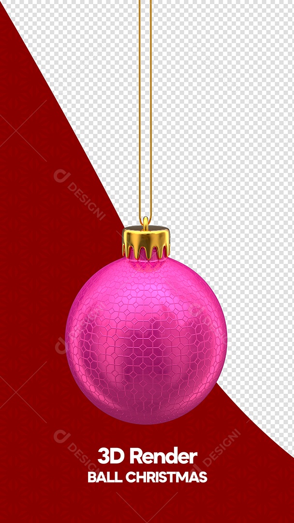 Bola de Natal Rosa Elemento 3D para Composição PSD