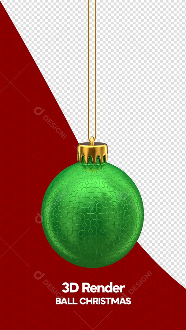 Bola de Natal Verde Elemento 3D para Composição PSD