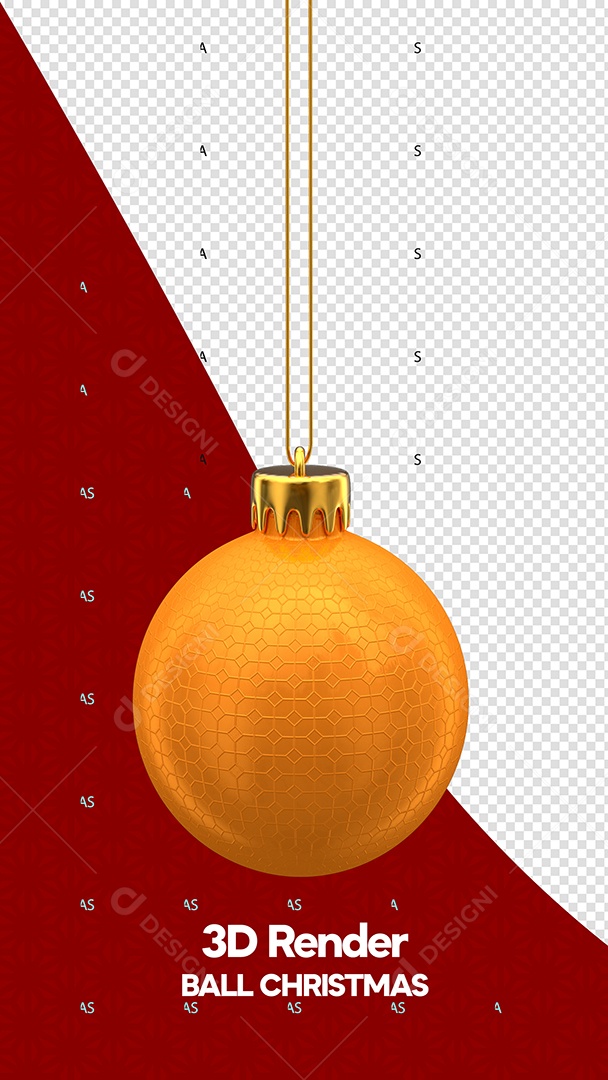 Bola de Natal Laranja Elemento 3D para Composição PSD