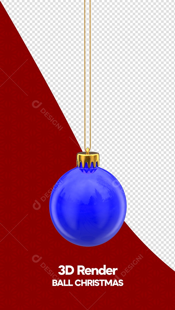 Bola de Natal Azul Escura Elemento 3D para Composição PSD