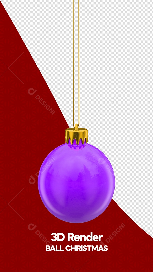 Bola de Natal Roxa Elemento 3D para Composição PSD