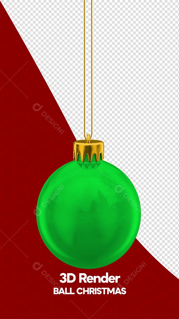 Bola de Natal Verde Elemento 3D para Composição PSD