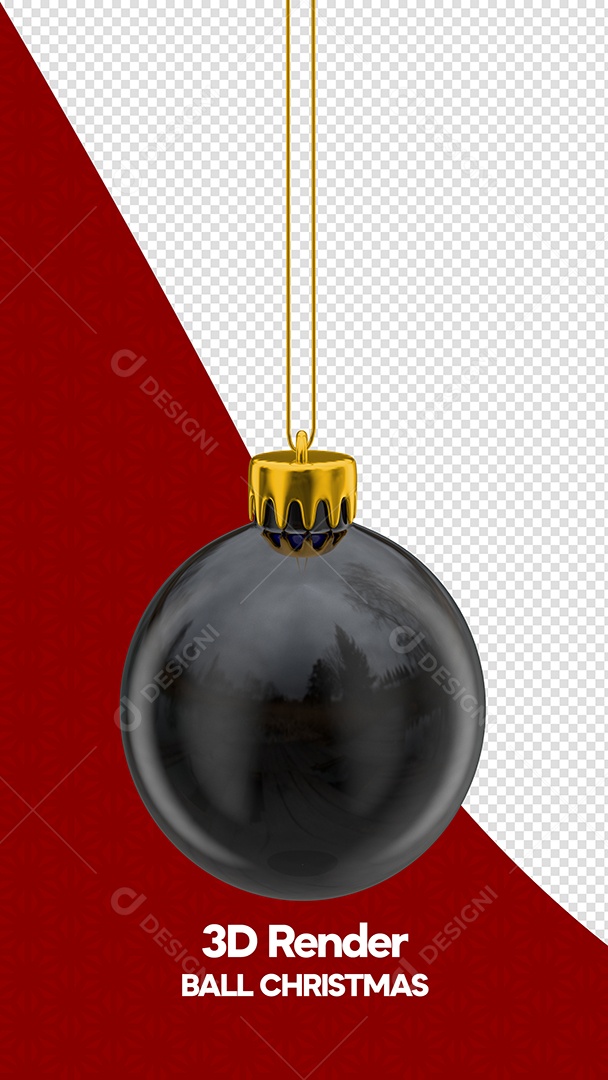 Bola de Natal Preta Elemento 3D para Composição PSD