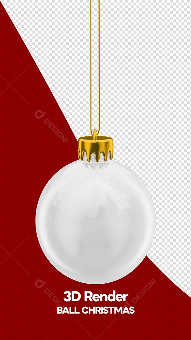 Bola de Natal Branca Elemento 3D para Composição PSD