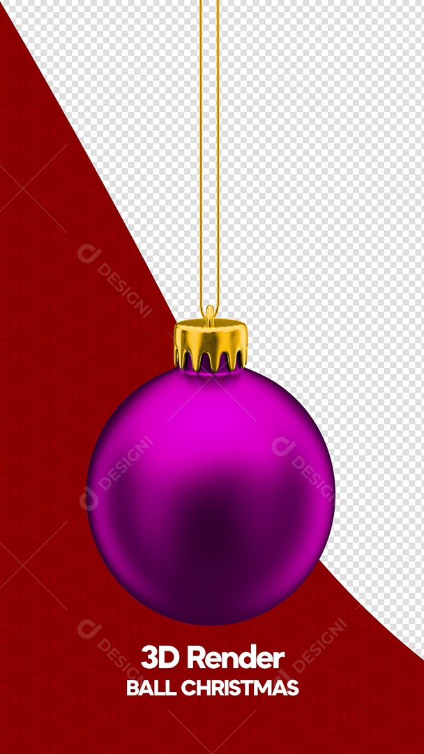 Bola de Natal Roxa Elemento 3D para Composição PSD