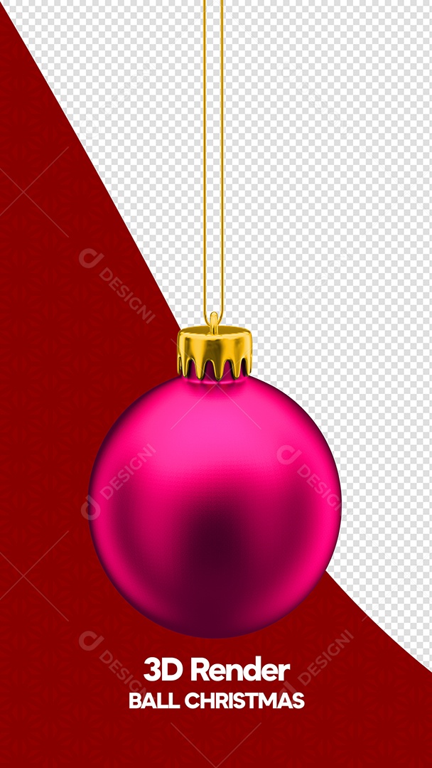 Bola de Natal Rosa Elemento 3D para Composição PSD