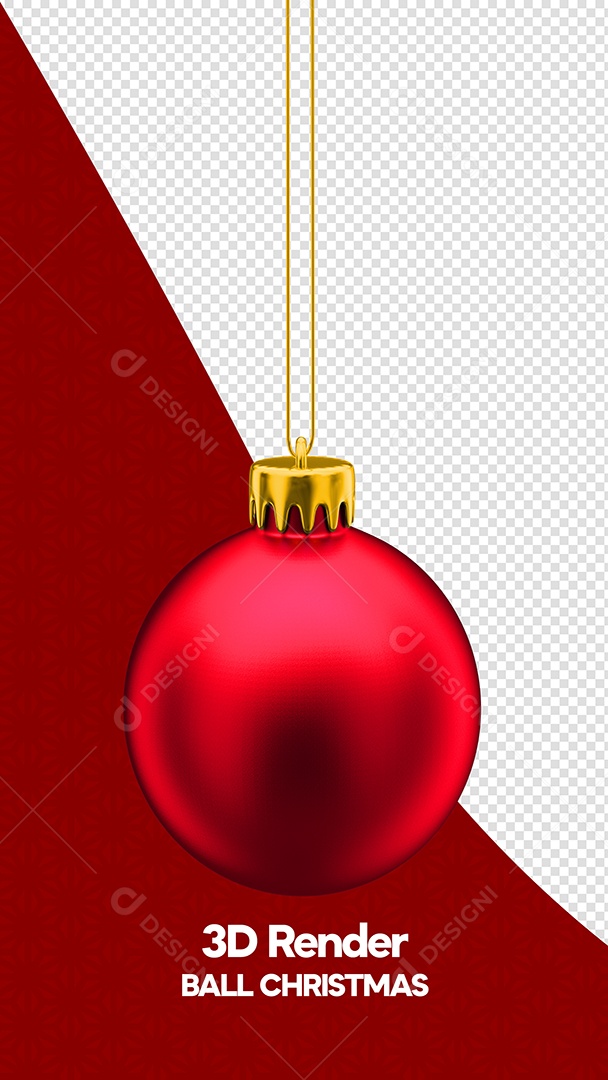 Bola de Natal Vermelha Elemento 3D para Composição PSD