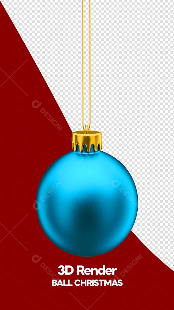 Bola de Natal Azul Clara Elemento 3D para Composição PSD