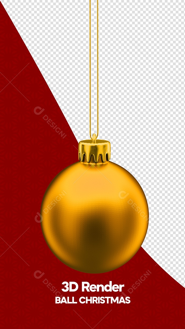 Bola de Natal Laranja Elemento 3D para Composição PSD
