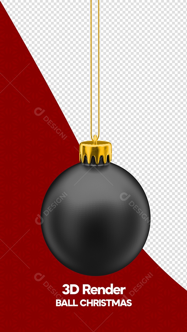 Bola de Natal Preta Elemento 3D para Composição PSD