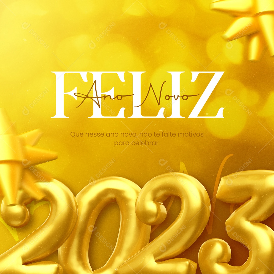 Que Nesse Ano Novo não te Falte Motivos para Celebrar Feliz 2023 Social Media PSD Editável