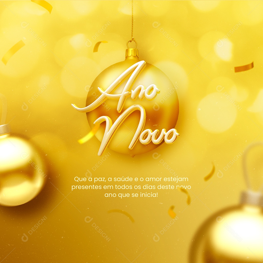 A Paz a Saúde e o Amor Estejam Presentes Todos os Dias Feliz Ano Novo Social Media PSD Editável