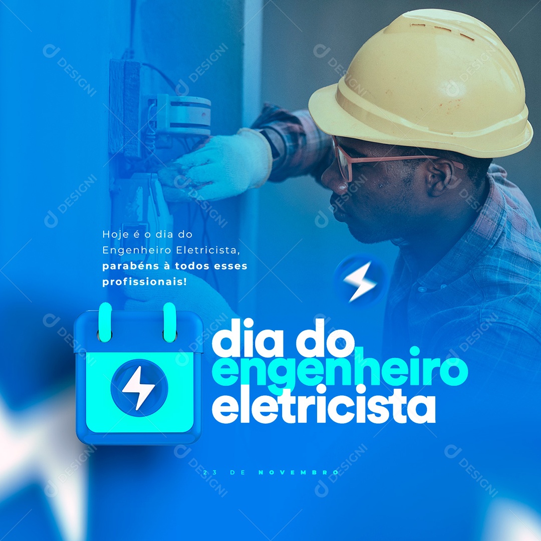 Hoje é o Dia do Engenheiro Eletricista Parabéns Social Media PSD Editável