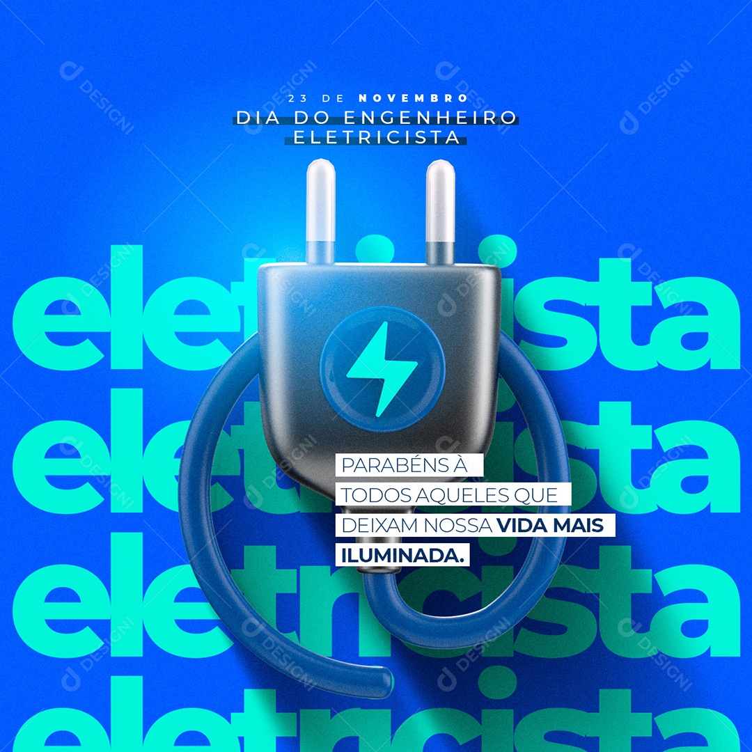 Parabéns à Todos Dia do Engenheiro Eletricista Social Media PSD Editável
