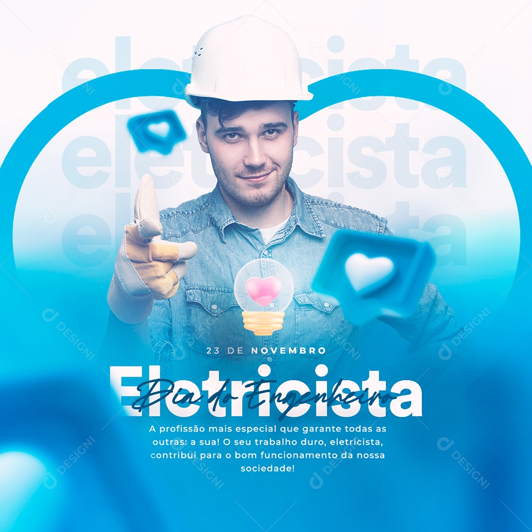 A Profissão Especial Dia do Engenheiro Eletricista Social Media PSD Editável