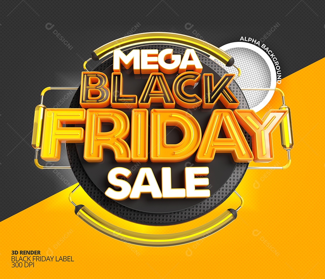 Selo 3D Mega Black Friday Oferta PSD