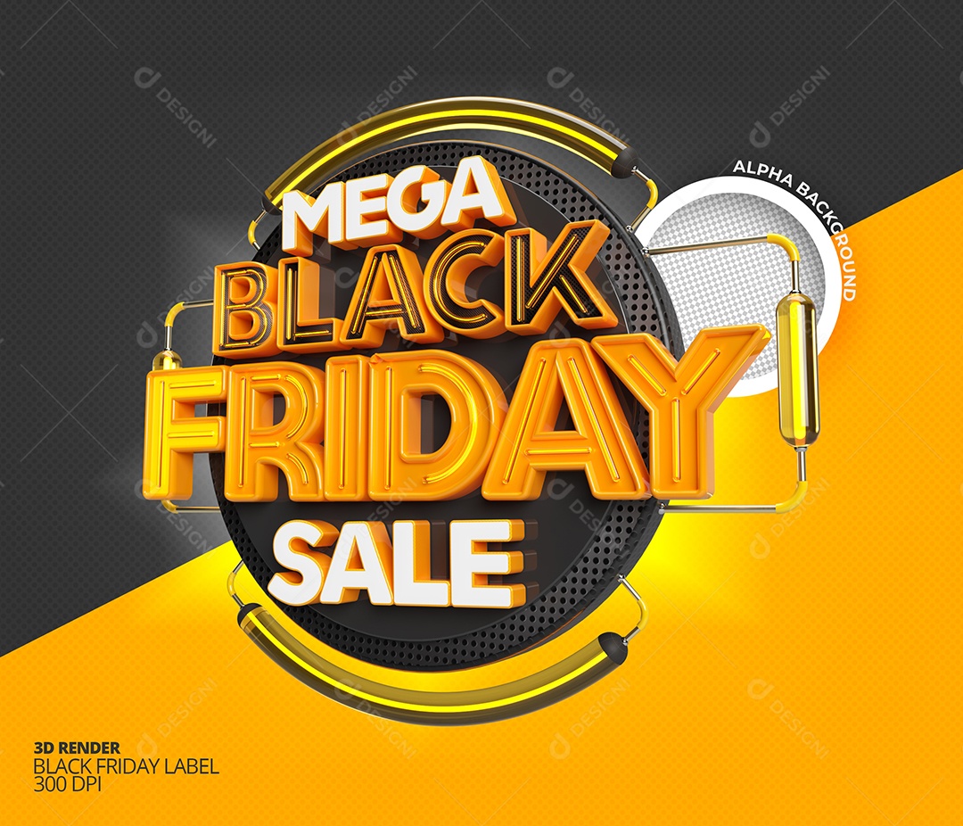 Selo 3D Mega Black Friday Oferta PSD