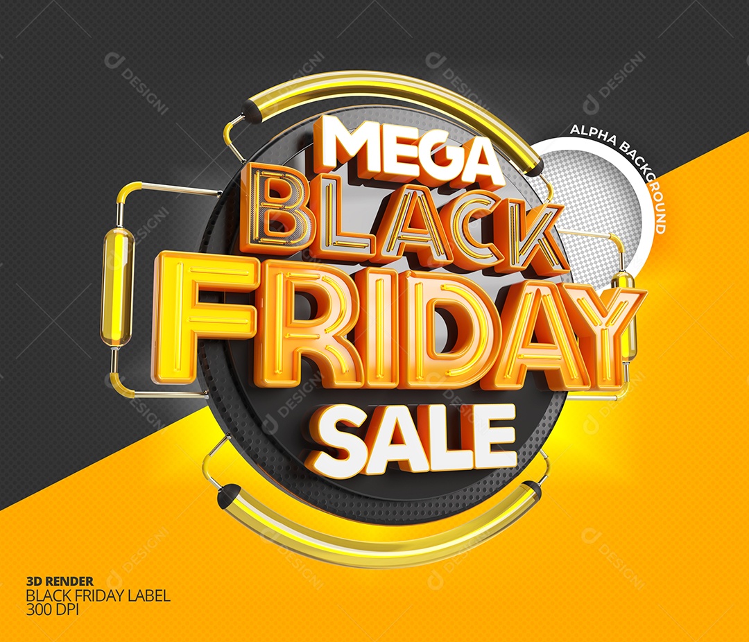 Selo 3D Mega Black Friday Oferta PSD