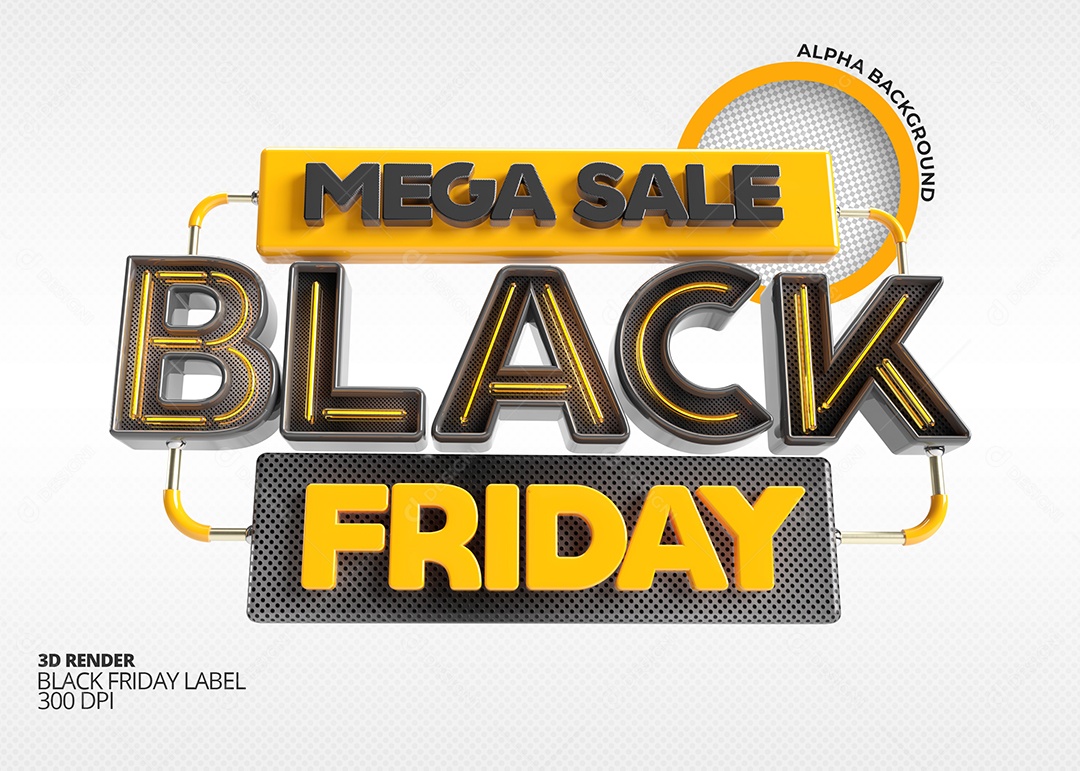 Selo 3D Mega Oferta Black Friday PSD