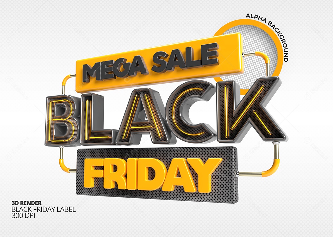Selo 3D Mega Oferta Black Friday PSD