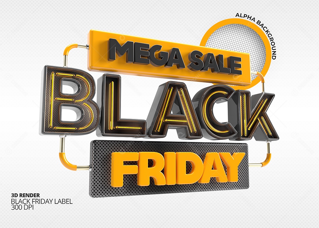 Selo 3D Mega Oferta Black Friday PSD