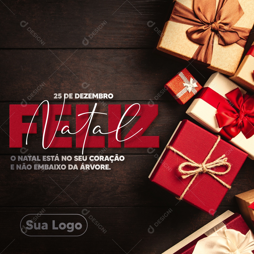 Feliz Natal o Natal Está no Seu Coração e Não Embaixo da Árvore Social Media PSD Editável