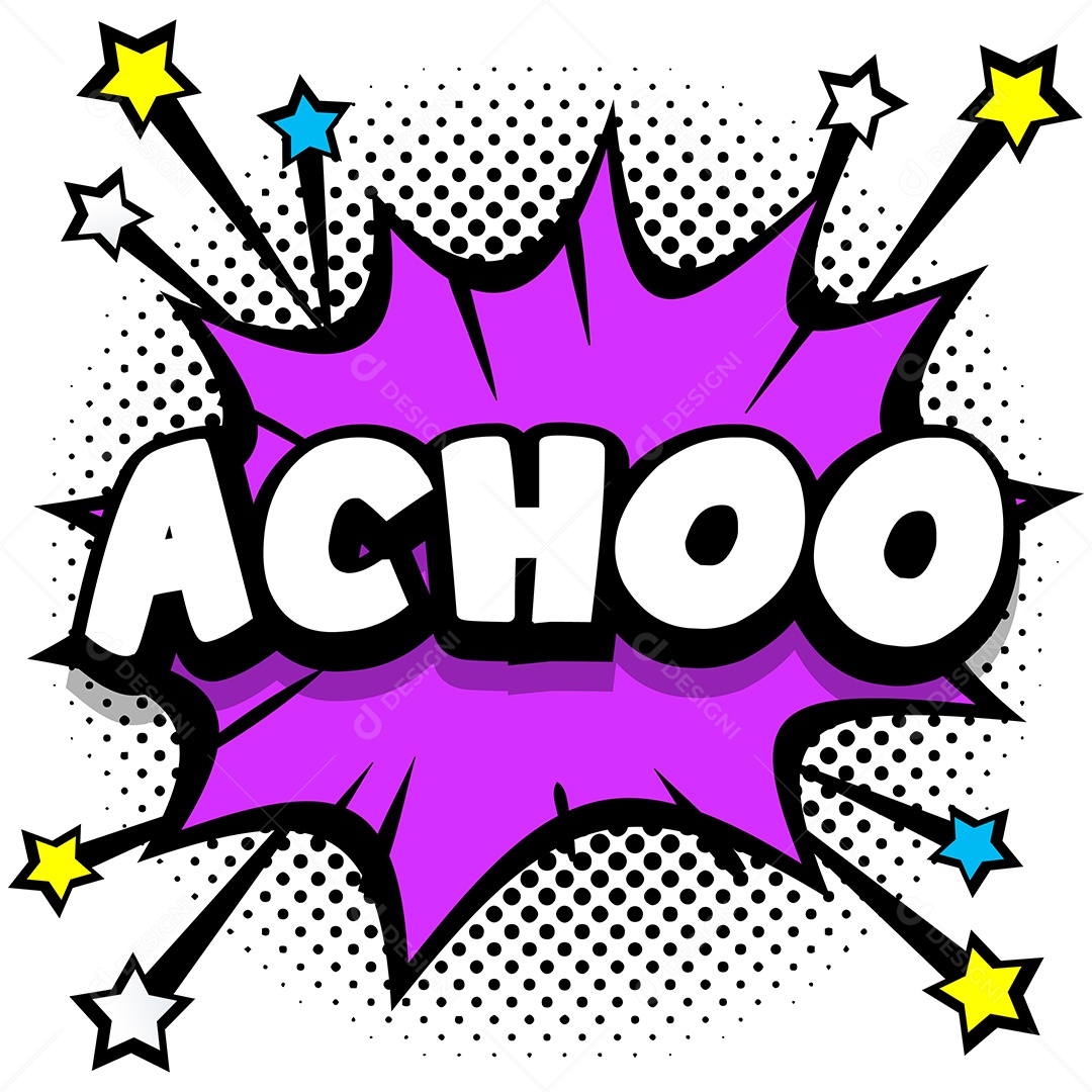Quadrinhos Bolhas de Fala Livro Achoo Roxo Vetor EPS