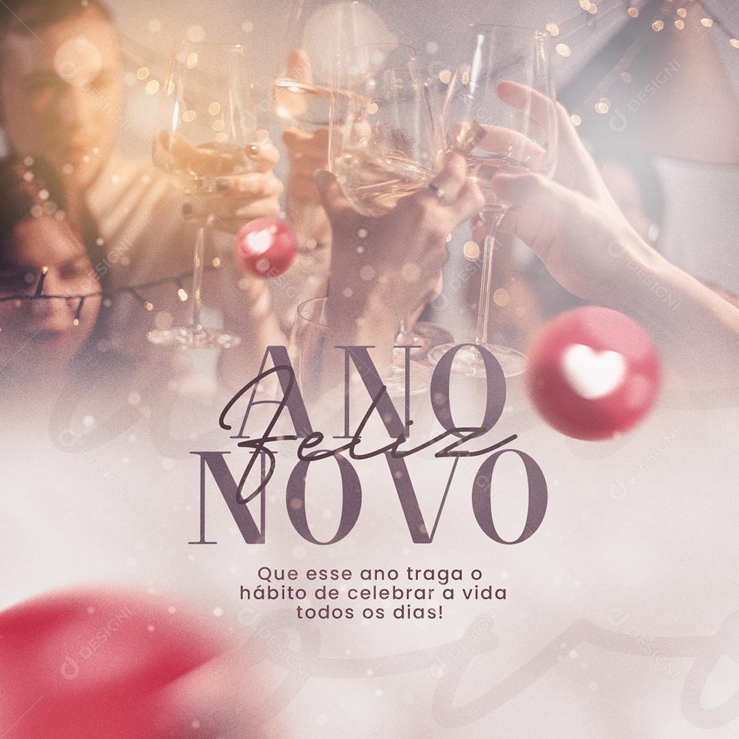 Que Esse Ano Traga o Hábito de Celebrar Feliz Ano Novo Social Media PSD Editável