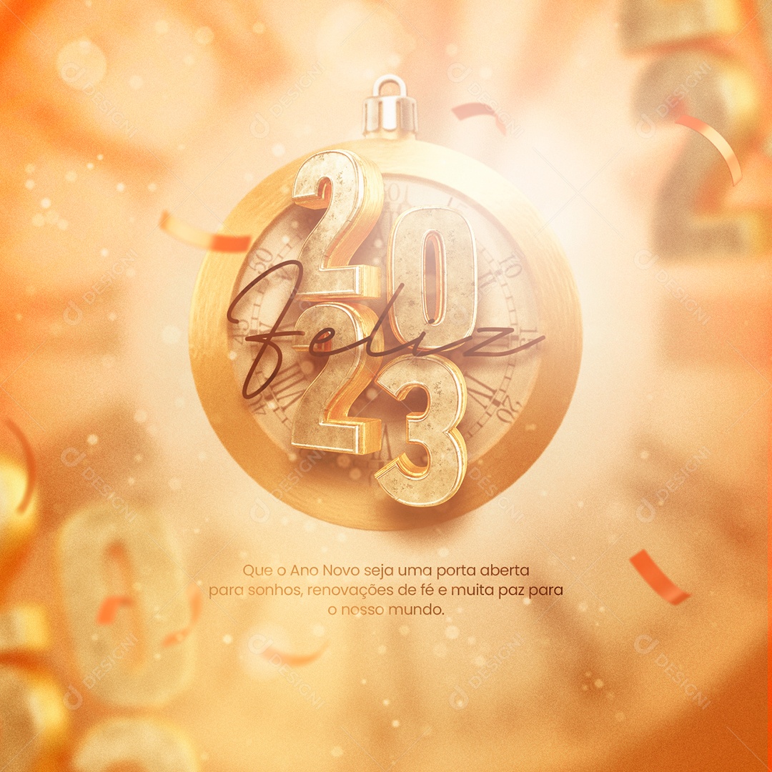 Que o Ano Novo Seja uma Porta Aberta para Sonhos Renovações de Fé Social Media PSD Editável