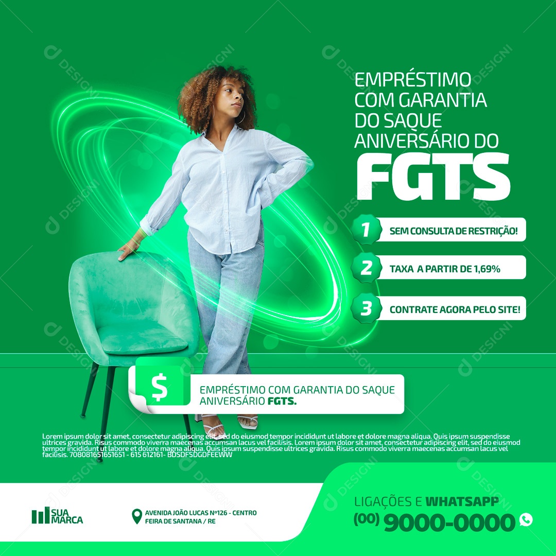 Empréstimo Com Garantia do Saque Aniversário do FGTS Social Media PSD Editável