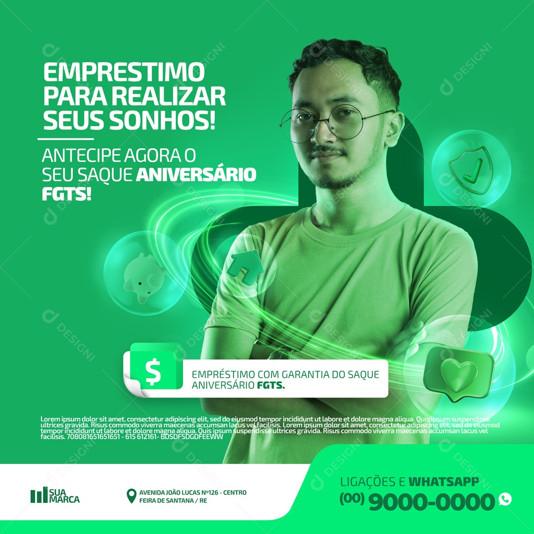 Loan to Make Your Dreams Come True! Editable Social Media PSD