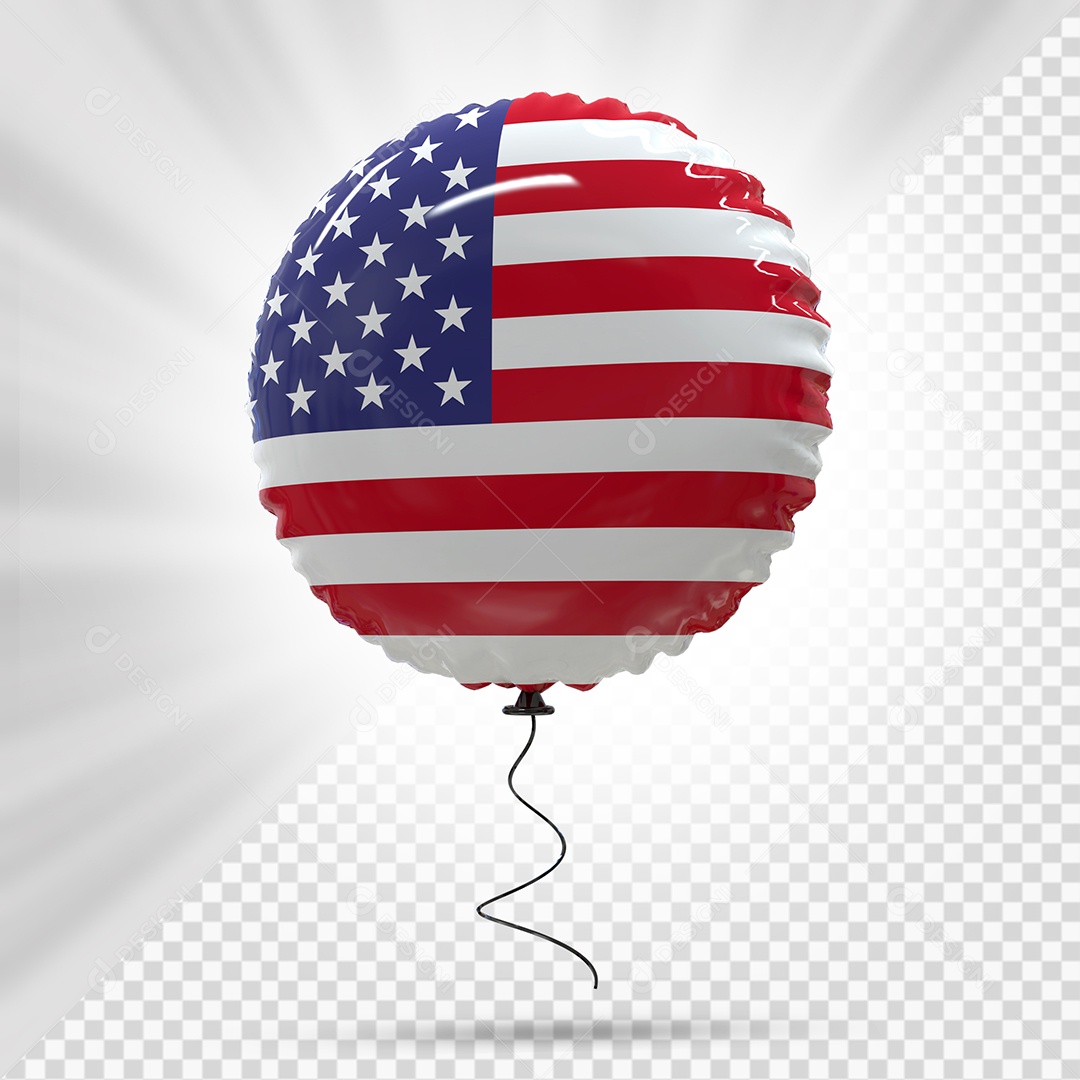 Balão dos Estados Unidos Elemento 3D Para Composição PSD