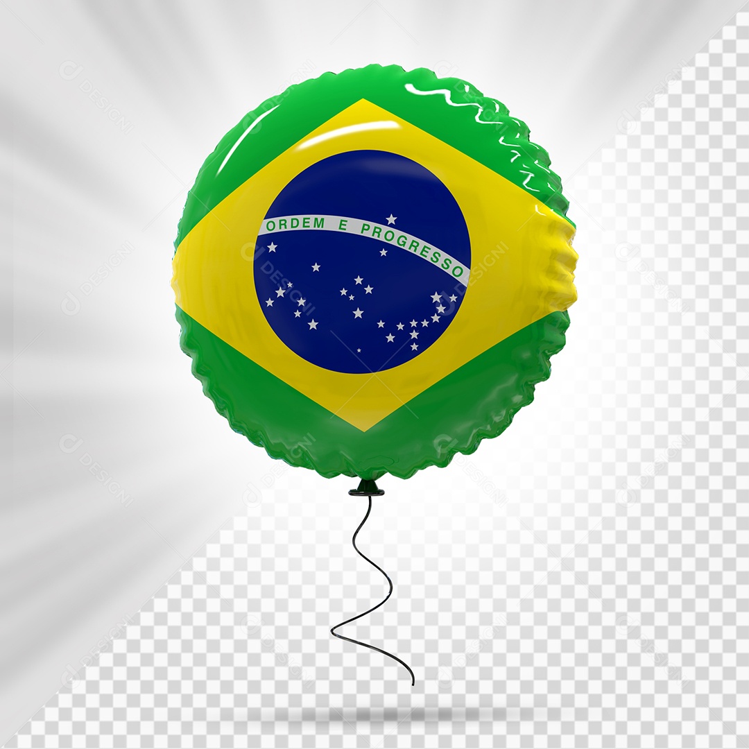 Balão do Brasil Elemento 3D Para Composição PSD