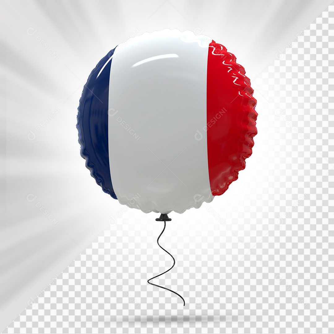 Balão da França Elemento 3D Para Composição PSD