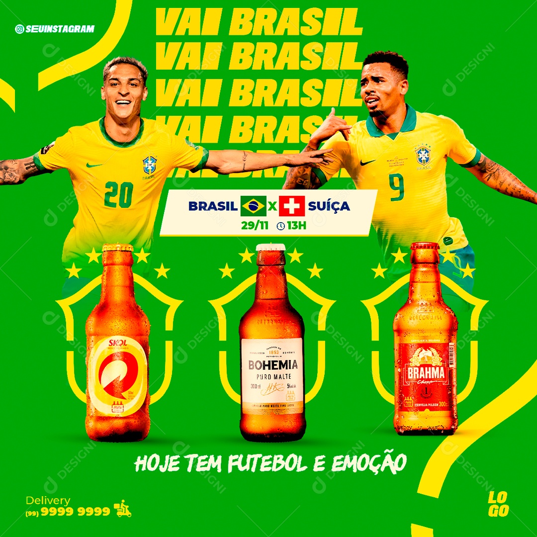 Cervejaria Hoje Tem Futebol e Emoção Social Media PSD Editável