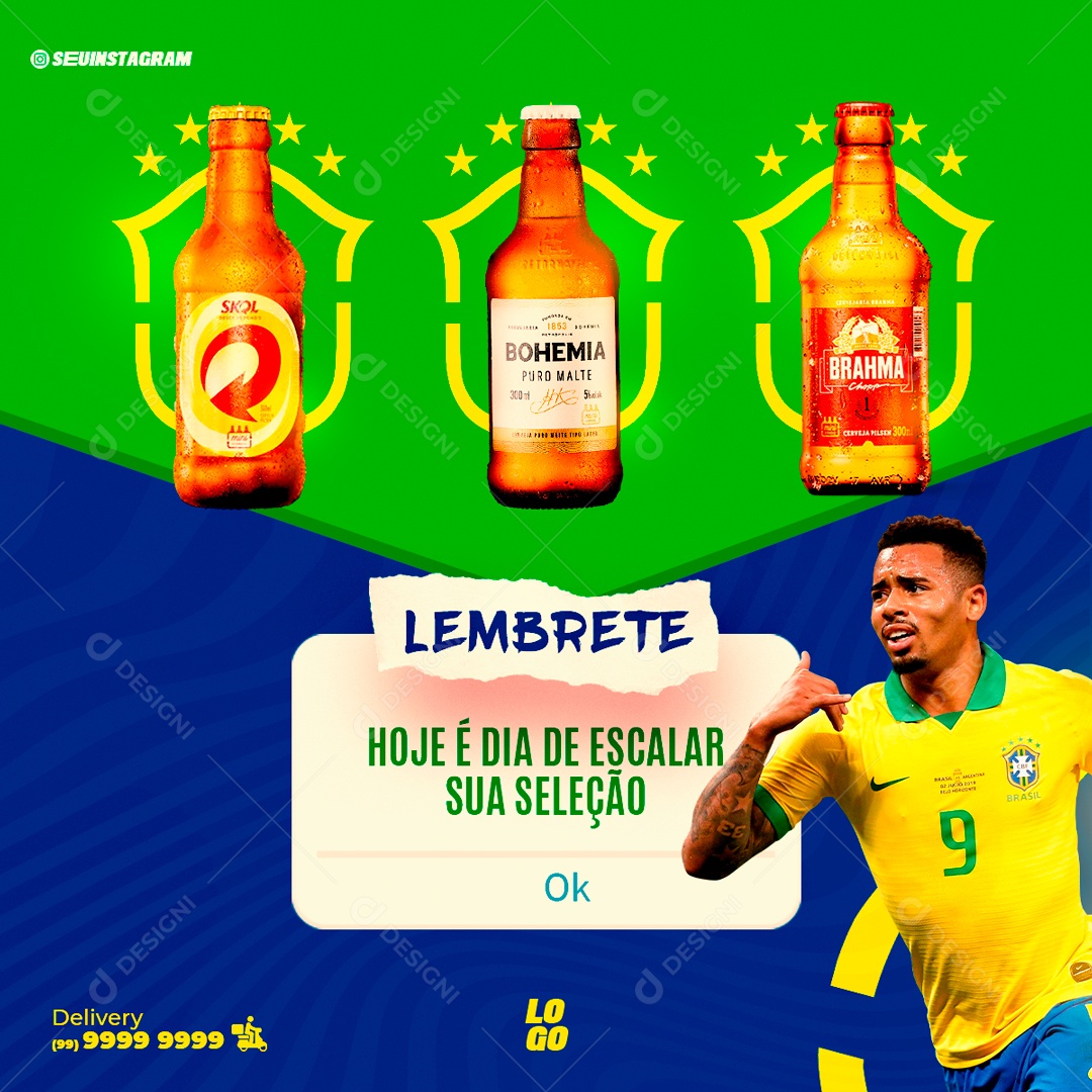 Cervejaria Hoje é Dia de Escalar Sua Seleção Social Media PSD Editável