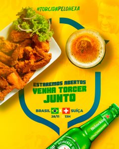 Cervejaria Estaremos Abertos Venha Torcer Junto Social Media PSD Editável