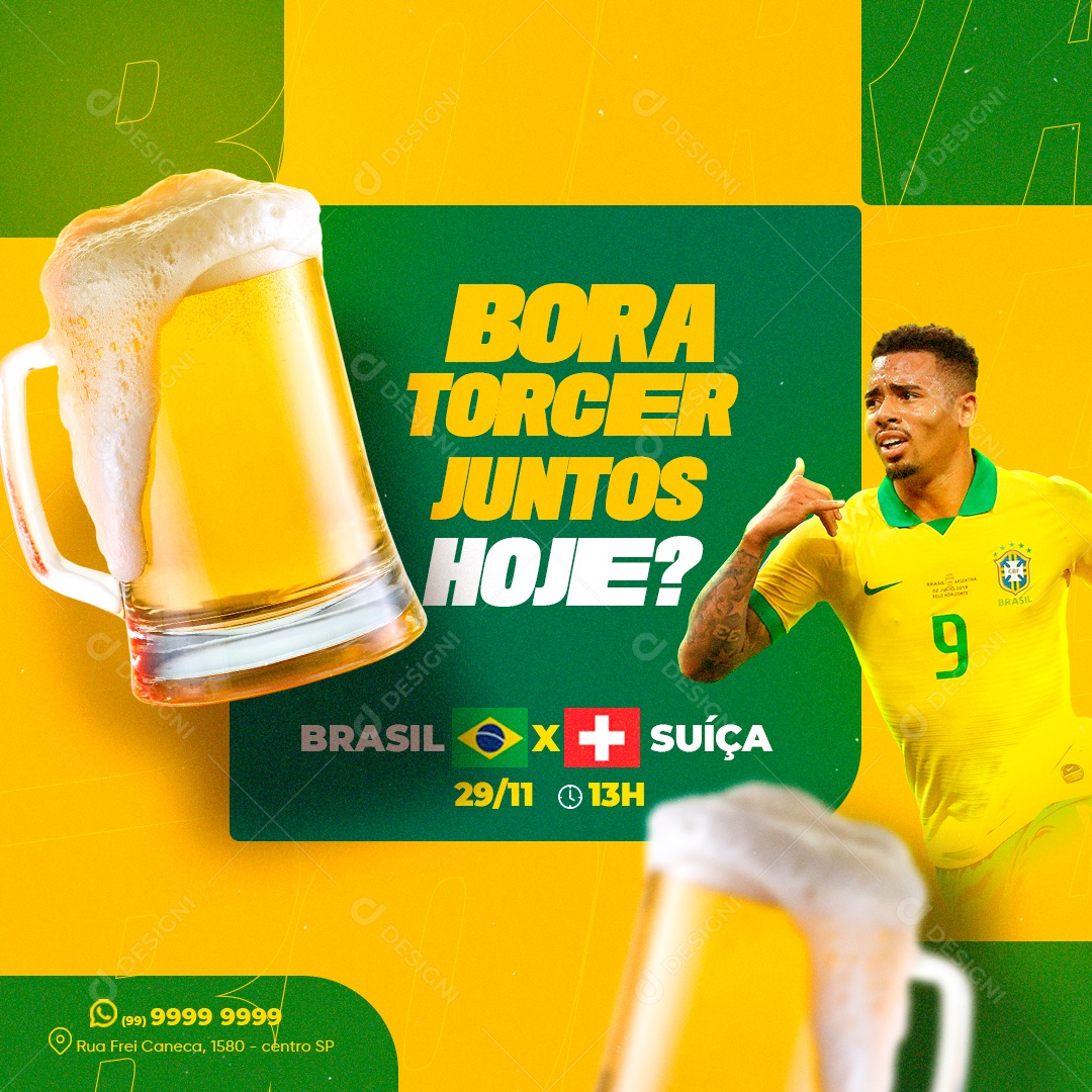 Cervejaria Bora Torcer Juntos Hoje Social Media PSD Editável