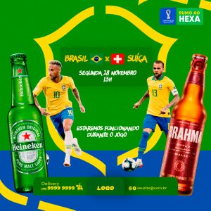 Cervejaria Estaremos Funcionando Durante o Jogo Social Media PSD Editável