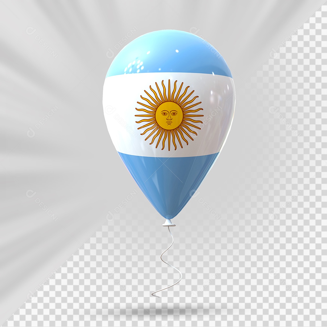 Balão da Argentina Elemento 3D Para Composição PSD