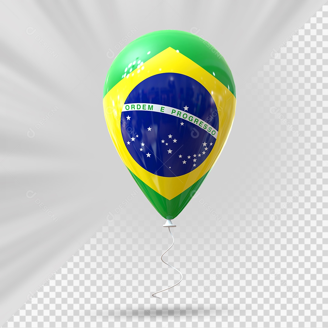 Balão do Brasil Elemento 3D Para Composição PSD