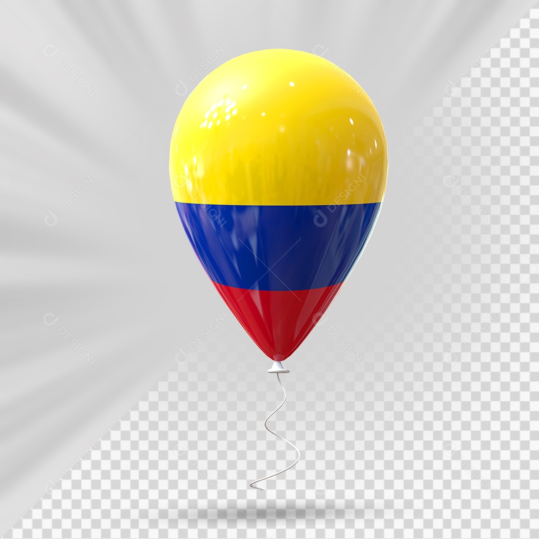 Balão da Colômbia Elemento 3D Para Composição PSD