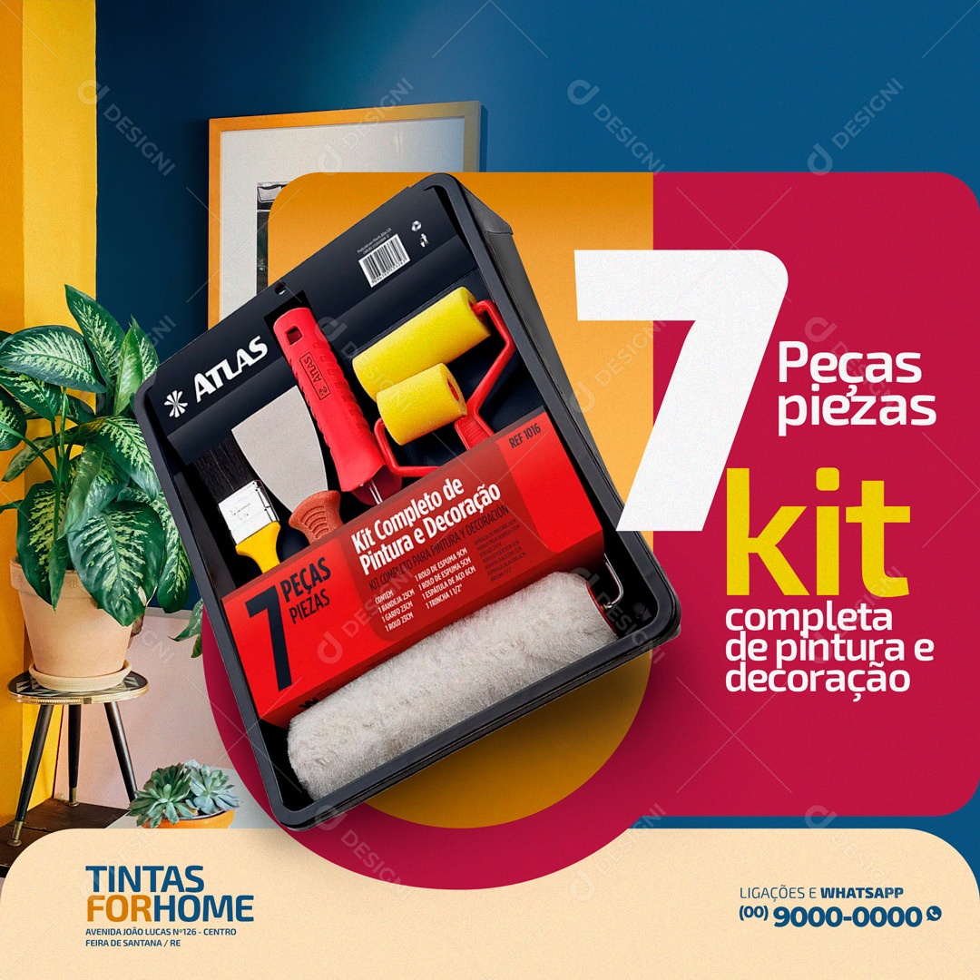 Kit Completo de Pintura e Decoração Loja de Tintas Social Media PSD Editável