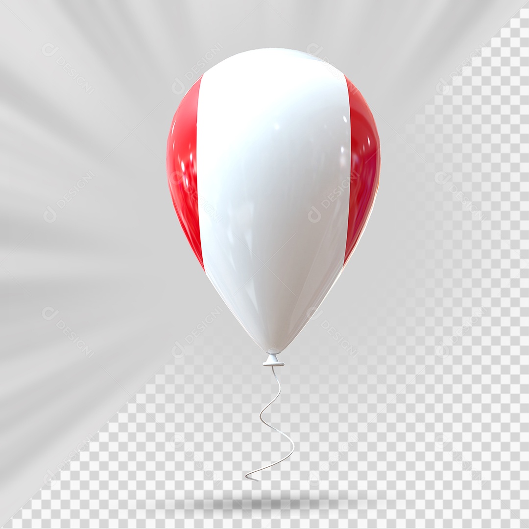 Balão da Bandeira da Peru Elemento 3D Para Composição PSD