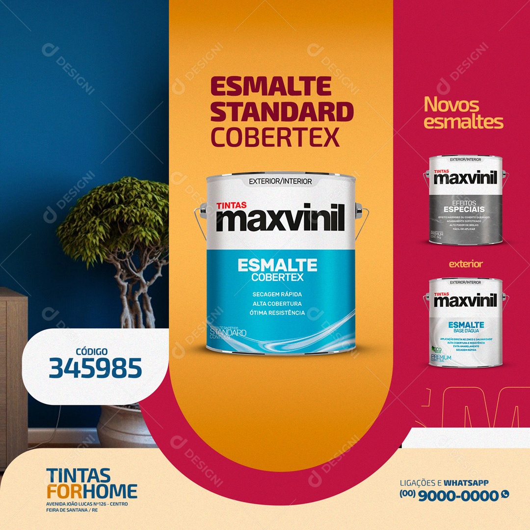 Esmalte Satandard Tintas Maxvinil Loja de Tintas Social Media PSD Editável